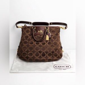 Authentic Coach Brown Signature Canvas Tote Bag - Classic Coach Handbag